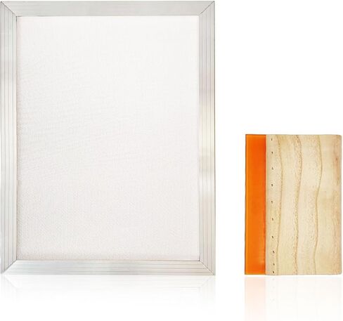 Worown 8 x 10 Inch Aluminum Silk Screen Printing Frame with 110 White Mesh, and Including 4 x 6 Inch Wooden Screen Printing Squeegee in Saudi Arabia
