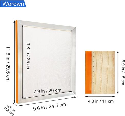 Worown 8 x 10 Inch Aluminum Silk Screen Printing Frame with 110 White Mesh, and Including 4 x 6 Inch Wooden Screen Printing Squeegee in Saudi Arabia