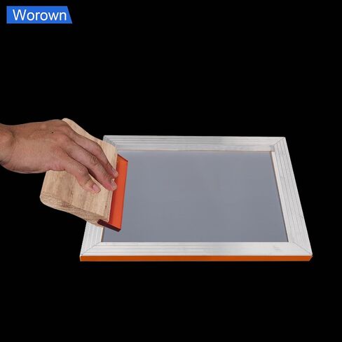 Worown 8 x 10 Inch Aluminum Silk Screen Printing Frame with 110 White Mesh, and Including 4 x 6 Inch Wooden Screen Printing Squeegee in Saudi Arabia
