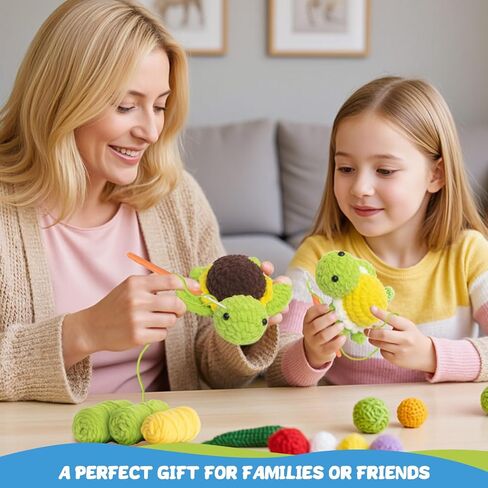 POP COCHE Crochet Kit for Beginners, Crochet Starter Kits for Adults, Amigurumi Craft Knitting Crochet Animal Kit with Step-by-Step Video Tutorials, 5 Fruite Turtles (40%+ Yarn) in Saudi Arabia