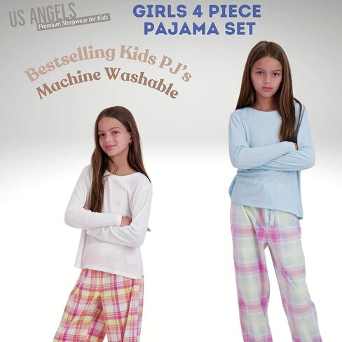 طقم بيجامات للفتيات من US Angels - مريح وناعم - بيجامات بناتي مقاس 10-12، مقاس pjs للفتيات 14-16، ملابس نوم للفتيات مقاس 7-8 in Kuwait