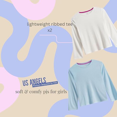 طقم بيجامات للفتيات من US Angels - مريح وناعم - بيجامات بناتي مقاس 10-12، مقاس pjs للفتيات 14-16، ملابس نوم للفتيات مقاس 7-8 in Kuwait