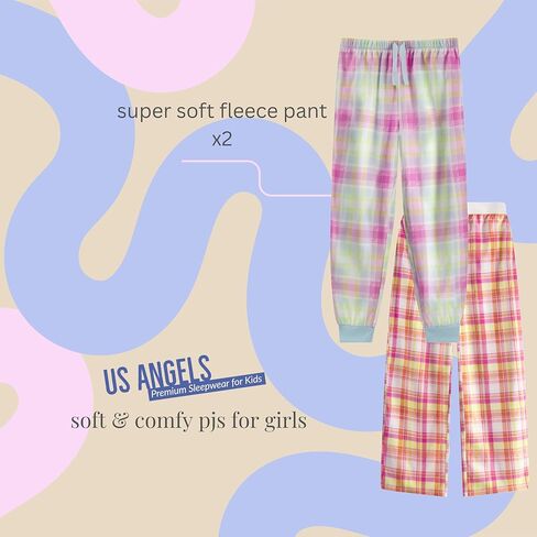 طقم بيجامات للفتيات من US Angels - مريح وناعم - بيجامات بناتي مقاس 10-12، مقاس pjs للفتيات 14-16، ملابس نوم للفتيات مقاس 7-8 in Kuwait