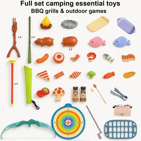 Educational Kids Camping Set: Fake Campfire with Grill Sticks, Pretend Play Food, and Grill Kit - Perfect Playhouse Accessories for Toddlers and Kids Ages 3,4,5,6 in Saudi Arabia
