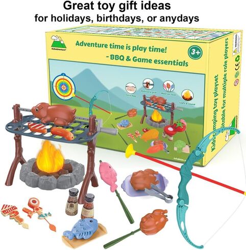 Educational Kids Camping Set: Fake Campfire with Grill Sticks, Pretend Play Food, and Grill Kit - Perfect Playhouse Accessories for Toddlers and Kids Ages 3,4,5,6 in Saudi Arabia