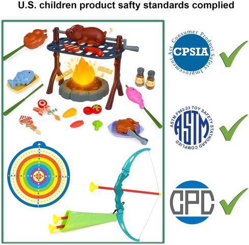 Educational Kids Camping Set: Fake Campfire with Grill Sticks, Pretend Play Food, and Grill Kit - Perfect Playhouse Accessories for Toddlers and Kids Ages 3,4,5,6 in Saudi Arabia