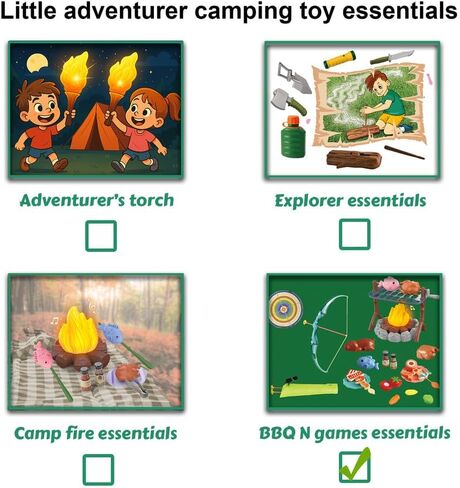 Educational Kids Camping Set: Fake Campfire with Grill Sticks, Pretend Play Food, and Grill Kit - Perfect Playhouse Accessories for Toddlers and Kids Ages 3,4,5,6 in Saudi Arabia