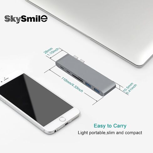 محول محور USB C مزدوج، دونجل محور من النوع C مع منفذي USB 3.0، وفتحات قارئ بطاقة TF/SD لجهاز MacBook Pro 13 بوصة 15 بوصة 2016 2017 in Kuwait