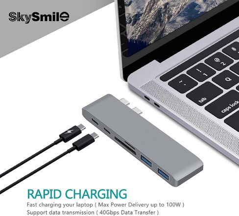 محول محور USB C مزدوج، دونجل محور من النوع C مع منفذي USB 3.0، وفتحات قارئ بطاقة TF/SD لجهاز MacBook Pro 13 بوصة 15 بوصة 2016 2017 in Kuwait