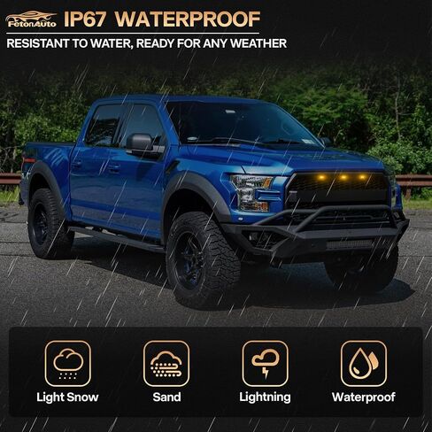3PCS White LED Front Grille Lights for 2004-2019 Ford F150 Raptor Style Aftermarket Grill, With Harness and Fuse Accessories in Saudi Arabia