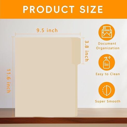 100 Packs Manila File Folder,Manilla Folder 8.5x11,1/3 Cut Tabs Folder for Office,School and Home,Organizer File Folder Letter Size in Saudi Arabia