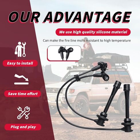 مجموعة من 8 قطع أسلاك توصيل الإشعال 671-8095 RC-FDZ048 و8 شمعات إشعال إيريديوم متوافقة مع فورد كراون فيكتوريا E-150 إكونولين كلوب واجون إكسبيديشن F-150 F-250 لينكولن تاون كار 4.6 لتر in Kuwait