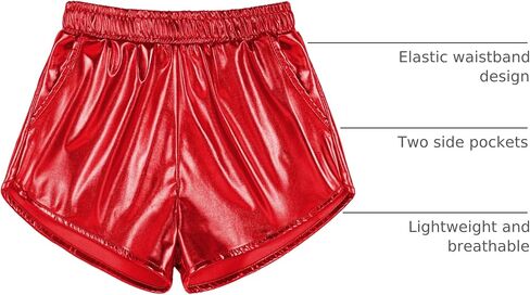 Auranso Girls Metallic Shorts Sparkly Hot Pants Shiny Dance Outfits Short Pants in Kuwait