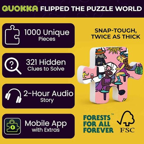 لغز QUOKKA مكون من 1000 قطعة للبالغين والمراهقين - ألغاز الصور المقطوعة للبالغين من Hotel Wildeluxe مع أسرار مخفية وقصة صوتية - لعبة ألغاز بصرية مفصلة للتركيز والاسترخاء مع تويست - معتمدة من مجلس رعاية الغابات (FSC) in Kuwait