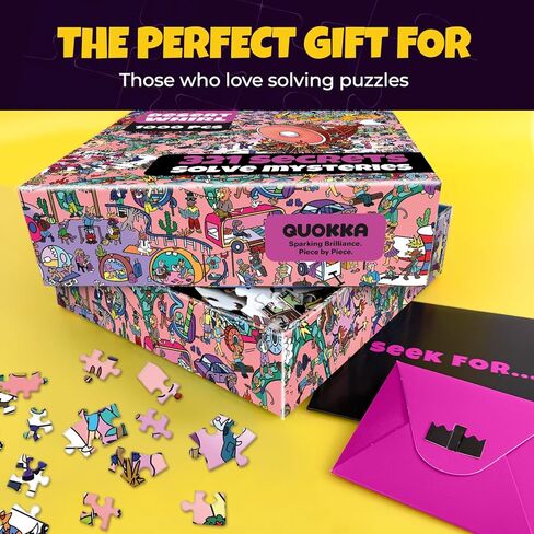 لغز QUOKKA مكون من 1000 قطعة للبالغين والمراهقين - ألغاز الصور المقطوعة للبالغين من Hotel Wildeluxe مع أسرار مخفية وقصة صوتية - لعبة ألغاز بصرية مفصلة للتركيز والاسترخاء مع تويست - معتمدة من مجلس رعاية الغابات (FSC) in Kuwait