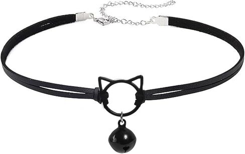 Cat Choker Necklace for Women Black White Rope Bell Charm Women's Necklace Cord Anime Cute String Jewelry in Saudi Arabia
