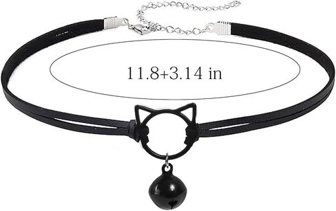 Cat Choker Necklace for Women Black White Rope Bell Charm Women's Necklace Cord Anime Cute String Jewelry in Saudi Arabia