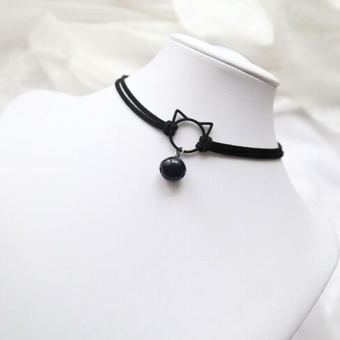 Cat Choker Necklace for Women Black White Rope Bell Charm Women's Necklace Cord Anime Cute String Jewelry in Saudi Arabia