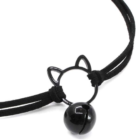 Cat Choker Necklace for Women Black White Rope Bell Charm Women's Necklace Cord Anime Cute String Jewelry in Saudi Arabia