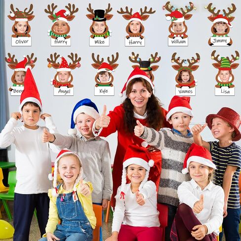 48 مجموعة من قصاصات الأيائل لعيد الميلاد مع مساحة للصور لديكور لوحة الإعلانات لعيد الميلاد الرنة DIY صور حرفية علامات الأسماء مجسمات ورقية لفصول المدرسة الشتوية وحفلات السبورة لتزيين الجدران in Saudi Arabia