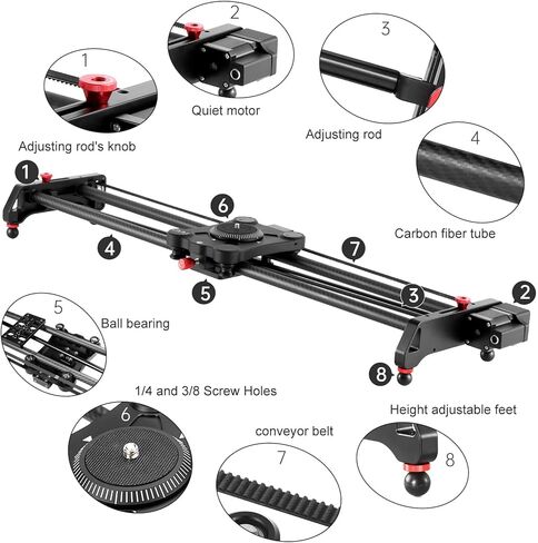 GVM Camera Slider Dolly Track, 31.5" Camera Slider Aluminum Rods Rotatable Rubber Wheels for DSLR Camera Camcorder and Low-Level Shooting in Saudi Arabia