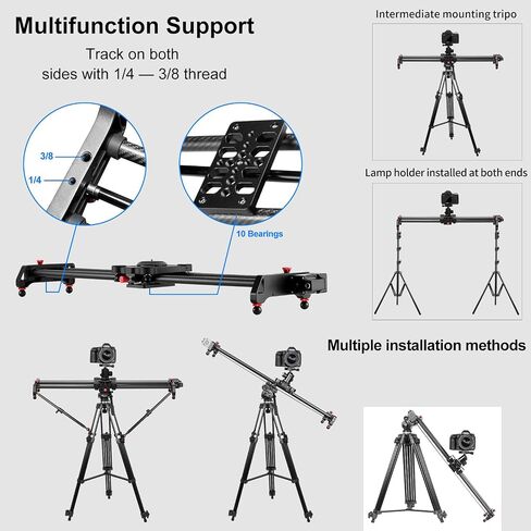 GVM Camera Slider Dolly Track, 31.5" Camera Slider Aluminum Rods Rotatable Rubber Wheels for DSLR Camera Camcorder and Low-Level Shooting in Saudi Arabia