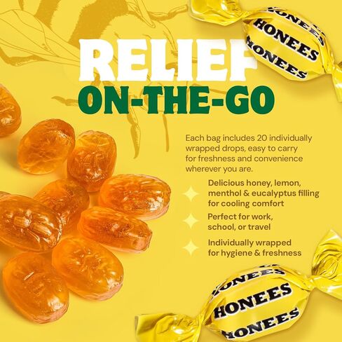 Honees Honey Lemon Cough Drops, 20 Drops Each (Pack of 6) in Kuwait