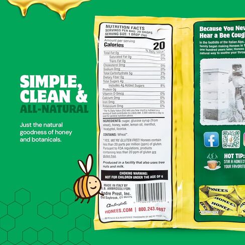 Honees Honey Lemon Cough Drops, 20 Drops Each (Pack of 6) in Kuwait