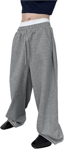 SHENHE Men's Baggy Pants Wide Leg Drawstring Waist Loose Sweatpants with Pockets in Saudi Arabia