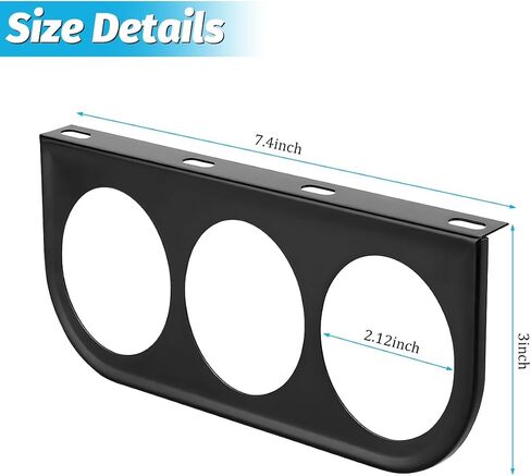 Car Triple Gauge Mounting Panel, 2.1" Metal Vehicle 3 Holes Instrument Panel Gauge Mount Bracket Plate, Automotive Dashboard Meter Holder, Universal for Sedan Truck Motorcycle in Saudi Arabia