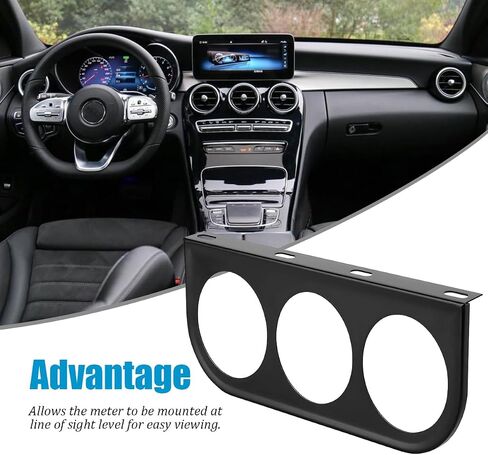 Car Triple Gauge Mounting Panel, 2.1" Metal Vehicle 3 Holes Instrument Panel Gauge Mount Bracket Plate, Automotive Dashboard Meter Holder, Universal for Sedan Truck Motorcycle in Saudi Arabia