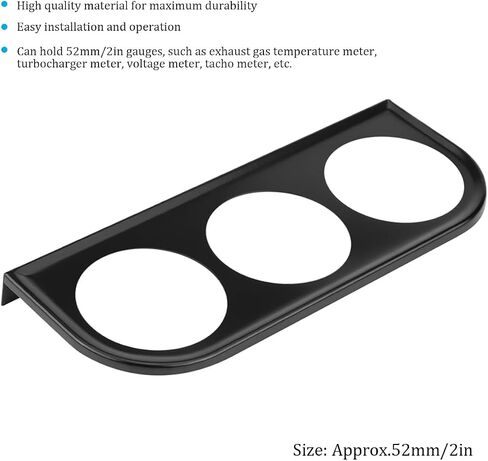Car Triple Gauge Mounting Panel, 2.1" Metal Vehicle 3 Holes Instrument Panel Gauge Mount Bracket Plate, Automotive Dashboard Meter Holder, Universal for Sedan Truck Motorcycle in Saudi Arabia