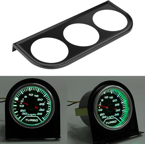 Car Triple Gauge Mounting Panel, 2.1" Metal Vehicle 3 Holes Instrument Panel Gauge Mount Bracket Plate, Automotive Dashboard Meter Holder, Universal for Sedan Truck Motorcycle in Saudi Arabia