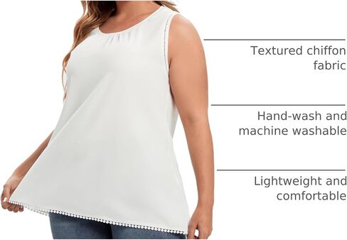 Women's Plus Size Lace Trim Sleeveless Cami Tank Tops Chiffon Dressy Camisole in Saudi Arabia