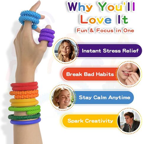 ألعاب تململ حسية للأطفال، 8 عبوات من العصي الحسية، لعبة تململ الإجهاد للفصل الدراسي والقلق والتوحد واضطراب فرط الحركة ونقص الانتباه، ألعاب سيليكون مرنة لمكاتب المكاتب للبالغين، والسفر، والطائرة. in Kuwait