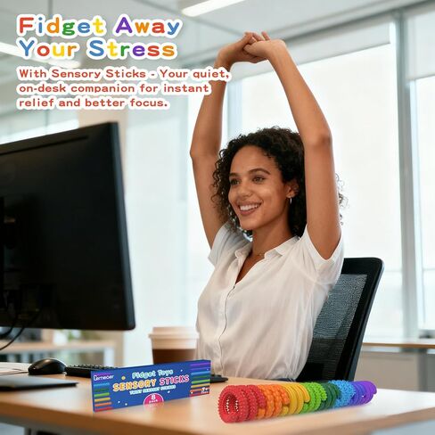 ألعاب تململ حسية للأطفال، 8 عبوات من العصي الحسية، لعبة تململ الإجهاد للفصل الدراسي والقلق والتوحد واضطراب فرط الحركة ونقص الانتباه، ألعاب سيليكون مرنة لمكاتب المكاتب للبالغين، والسفر، والطائرة. in Kuwait