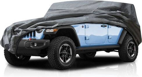 5 Layer Car Cover for Jeep Wrangler 2008-2026 SUV 2-Door, Semi Custom Fit Full Coverage Pollution, Dust, Sun, Snow, Rain All Weather Protection, Breathable in Saudi Arabia