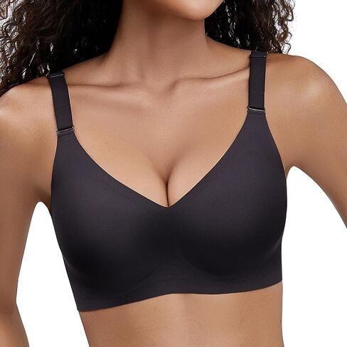 Wireless Bras for Women Comfortable Seamless T Shirt Bras No Underwire V Neck Full Coverage Support and Lift in Saudi Arabia
