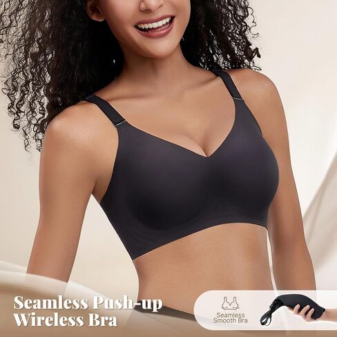 Wireless Bras for Women Comfortable Seamless T Shirt Bras No Underwire V Neck Full Coverage Support and Lift in Saudi Arabia