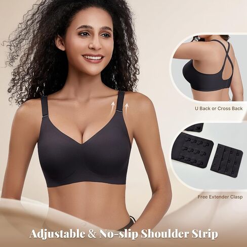 Wireless Bras for Women Comfortable Seamless T Shirt Bras No Underwire V Neck Full Coverage Support and Lift in Saudi Arabia