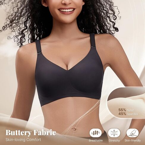 Wireless Bras for Women Comfortable Seamless T Shirt Bras No Underwire V Neck Full Coverage Support and Lift in Saudi Arabia