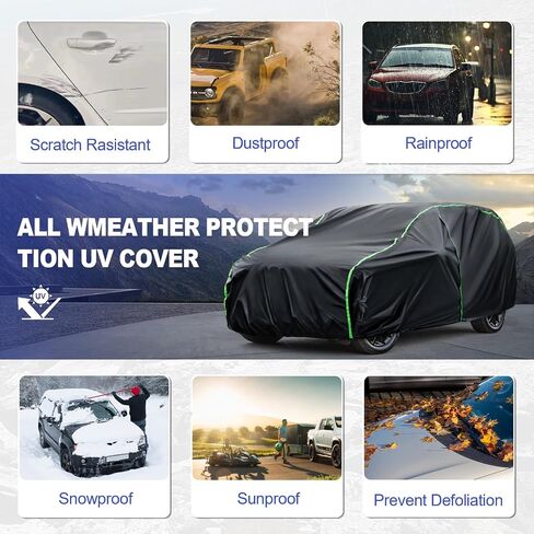 غطاء سيارة مقاوم للماء متوافق مع Encore/Trax/EcoSport/Renegade/Soul/Kicks حماية من جميع الأحوال الجوية، غطاء سيارة SUV PEVA مقاس 161 بوصة - 169 بوصة مع باب بسحاب in Kuwait