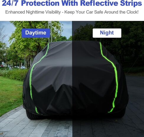 غطاء سيارة مقاوم للماء متوافق مع Encore/Trax/EcoSport/Renegade/Soul/Kicks حماية من جميع الأحوال الجوية، غطاء سيارة SUV PEVA مقاس 161 بوصة - 169 بوصة مع باب بسحاب in Kuwait
