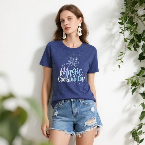 Magic Coordinator T Shirt Magic Kingdom Casual Tee Shirts Believe in Magic Tshirt Vacation Castle Graphic Tops in Saudi Arabia