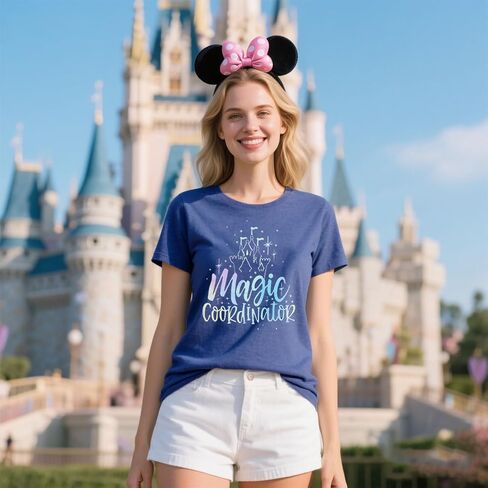 Magic Coordinator T Shirt Magic Kingdom Casual Tee Shirts Believe in Magic Tshirt Vacation Castle Graphic Tops in Saudi Arabia
