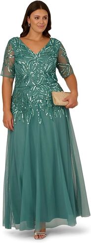 فستان نسائي طويل شبكي مطرز بالخرز من Adrianna Papell in Kuwait