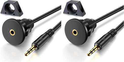 ICESPRING 3.5mm Male to 3.5mm Female Car Truck Dashboard Flush Mount 3.5mm 1/8" AUX Audio Jack Extension Cable with Mounting Panel for Car Boat and Motorcycle (3 Feet) in Kuwait