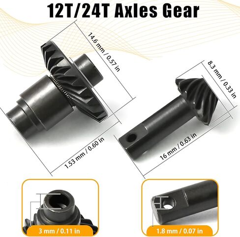 قطعتان من تروس المحاور 10T/24T Underdrive حلزونية أمامية/خلفية طقم تروس من الفولاذ الصلب المتوافق مع سيارة زاحفة 1/18 Traxxas TRX4M RC (أسود) in Kuwait