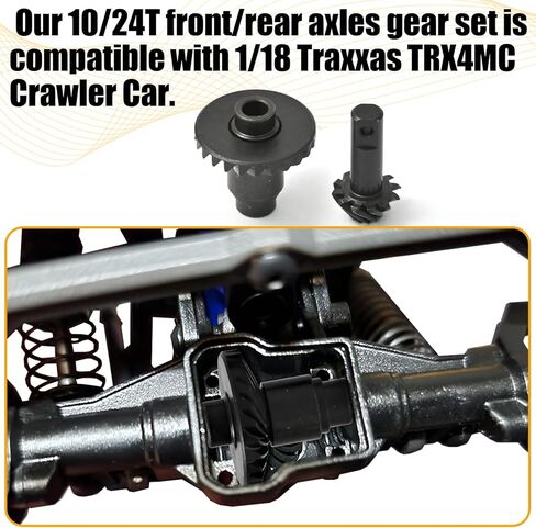 قطعتان من تروس المحاور 10T/24T Underdrive حلزونية أمامية/خلفية طقم تروس من الفولاذ الصلب المتوافق مع سيارة زاحفة 1/18 Traxxas TRX4M RC (أسود) in Kuwait