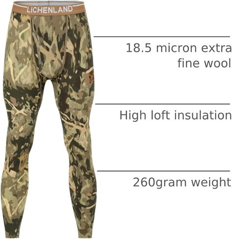 سراويل داخلية حرارية للرجال من Lichenland مصنوعة من صوف ميرينو للصيد بطبقة أساسية من الأسفل in Kuwait